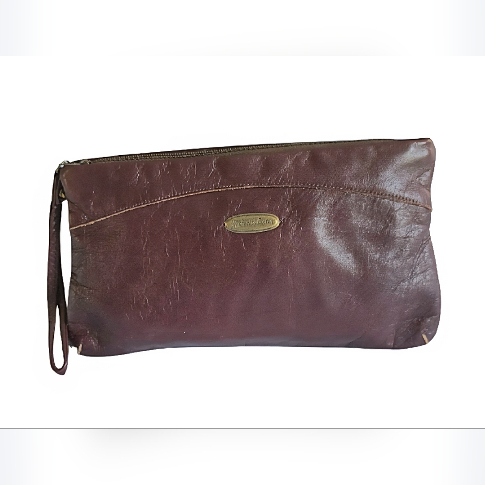 Michael Of Boston VINTAGE Handbag Burgundy Leather Small Clutch Wristlet